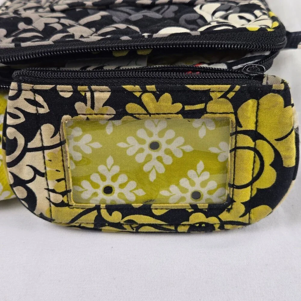 Vera Bradley Quilted Crossbody Bag w/Matching Coin Purse Black Gray Yellow White